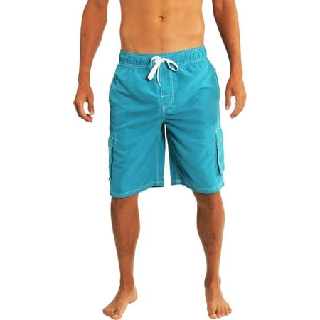 Norty Mens Big Extended Size Swim Trunks - Mens Plus King Size Swimsuit thru 5X Aqua / (Best Swimwear For Big Tummy)