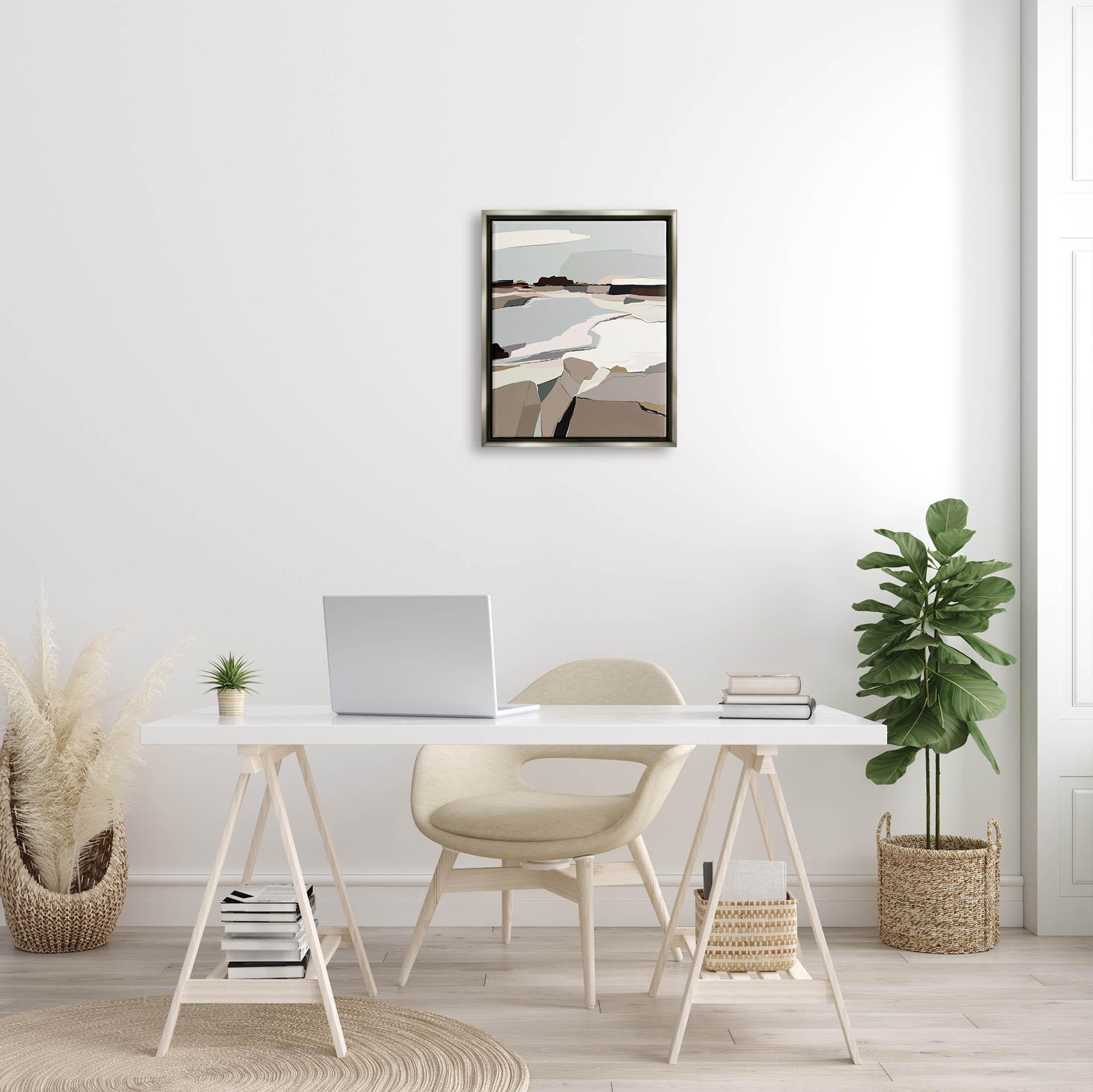 Stupell Industries Abstract Glattalp Reservoir Landscape Graphic Art Luster Gray Floating Framed Canvas Print Wall Art, Design by Nikita Jariwala