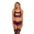 thumbnail image 2 of Conjunto de lencería sexy de encaje para mujer, ropa interior de malla hueca, sujetador, ropa de dormir, rojo vino, L Eigraketly XX000092-12, 2 of 7