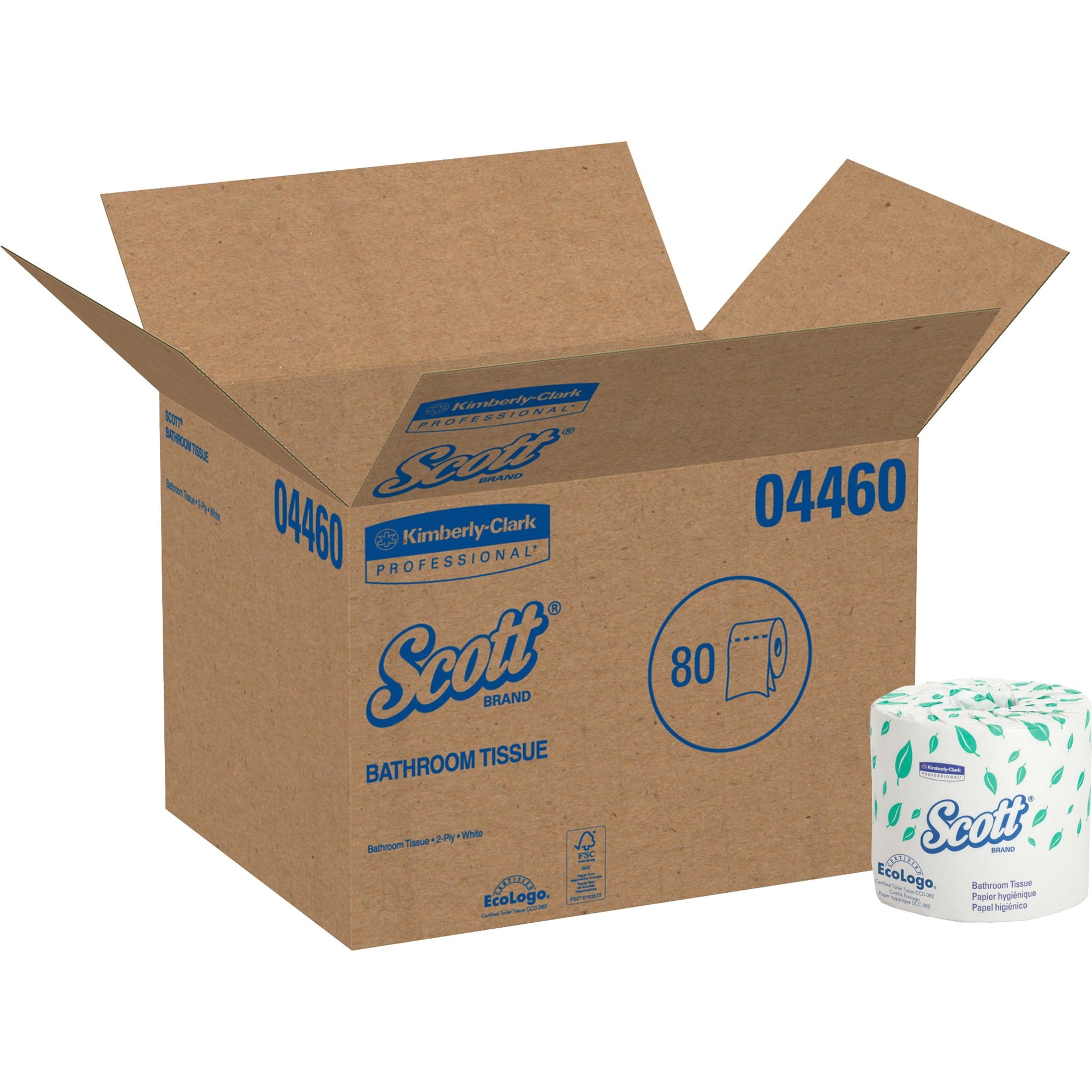 Details about   Scott Standard Roll Bathroom Tissue 2-Ply 550 Sheets/Roll 80/Carton 04460 