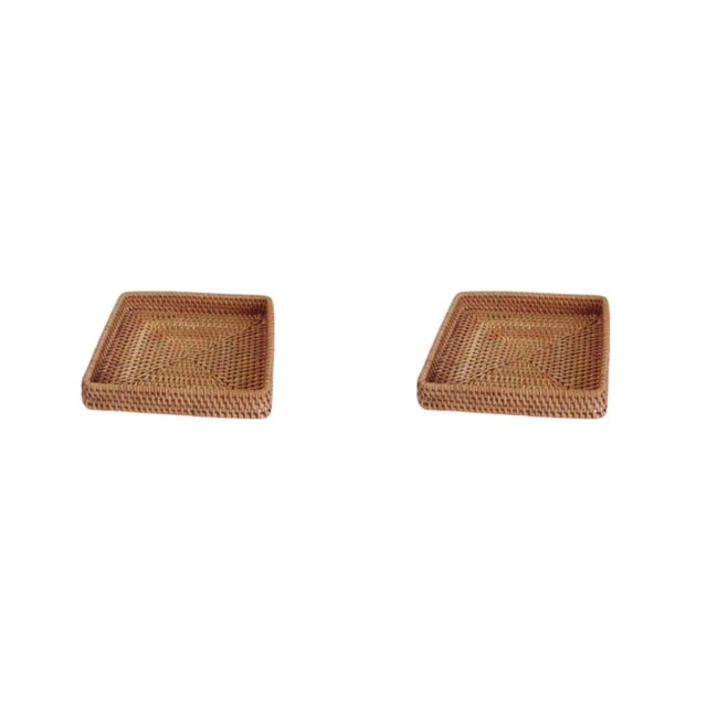 Cesta de mimbre Ounissouiy tejida a mano organizador de M/21*21*4cm 2Conjunto