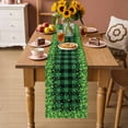 thumbnail image 2 of St. Patrick's Day Table Runner - 48 Inch Long Spring Shamrocks Farmhouse Green Checkered Cotton and Linen Blended Dress Scarves Farmhouse Table Runner for Kitchen Dining, Coffee Table, 13" x 48", 2 of 8