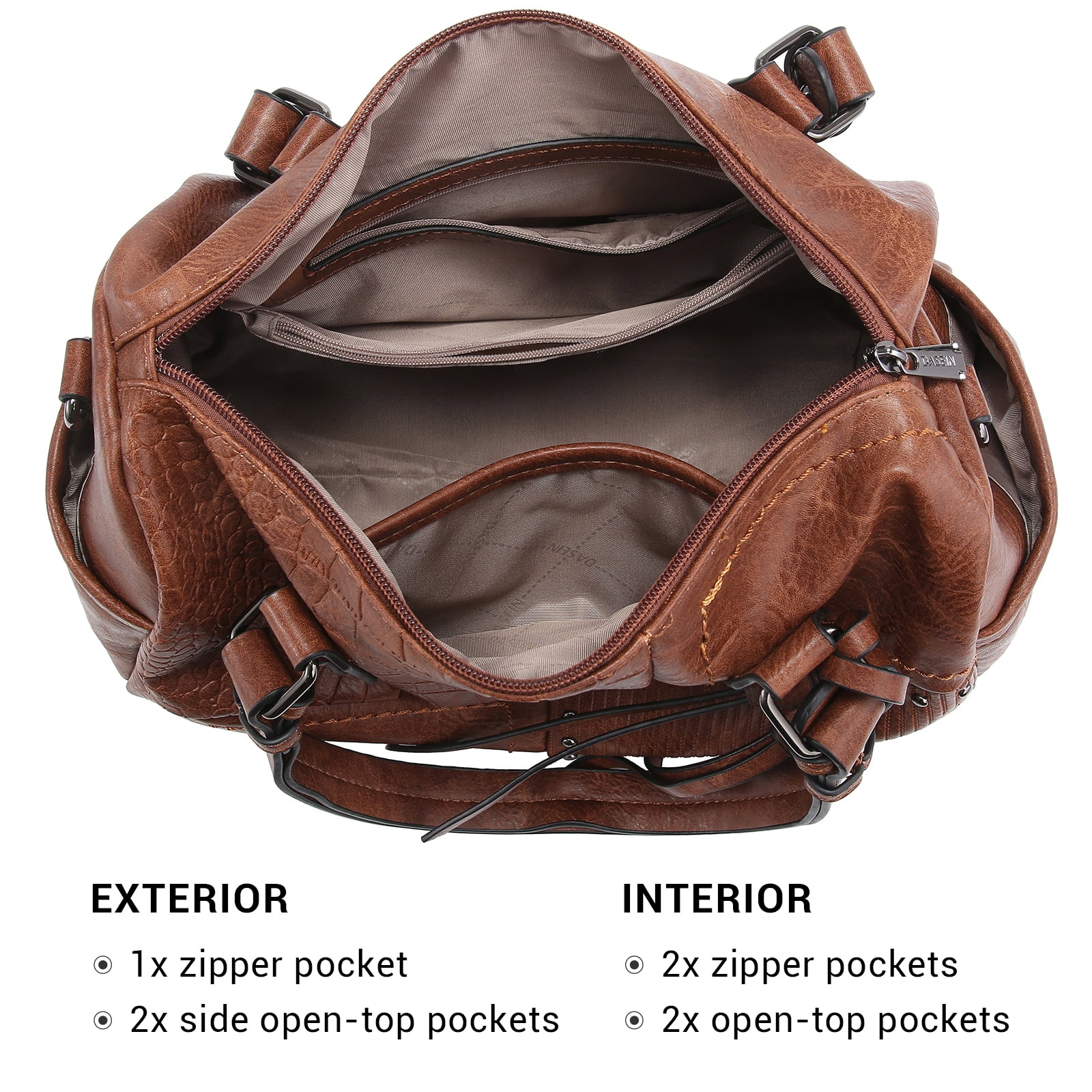 Dasein Women Soft Vegan Leather Barrel Bags Large Top Handle Totes Satchel Handbags Shoulder Purse