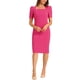 thumbnail image 1 of Vestido de lápiz INSPIRE CHIC para mujeres, con mangas abullonadas, abertura trasera, estilo de negocios casual, escote cuadrado, color rojo rosa, 1 of 6