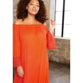 thumbnail image 4 of June + Vie Women's Plus Size Off-The-Shoulder Sundrop Maxi Dress - 14/16, Grenadine, 4 of 5