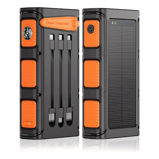Cargador Solar Powerbank 36000mah Banco De Energía Solar Negro/Naranja