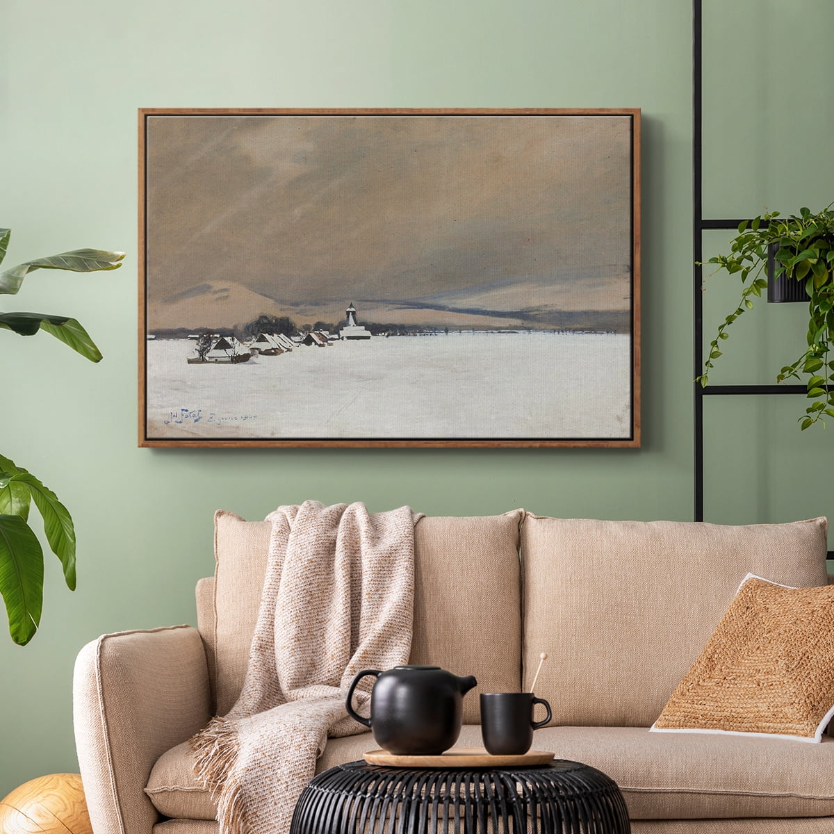 Vintage Landscape-CCCLXXXII By Wexford Home Framed in Walnut Wood Gallery Wrapped Canvas 25 in. x 37 in.