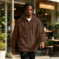 thumbnail image 6 of Big and Tall Hoodie for Men Full Zip Fleece Hooded Sweatshirt Long Sleeve Oversized Solid Color Casual Jacket Front Pockets, 6 of 9