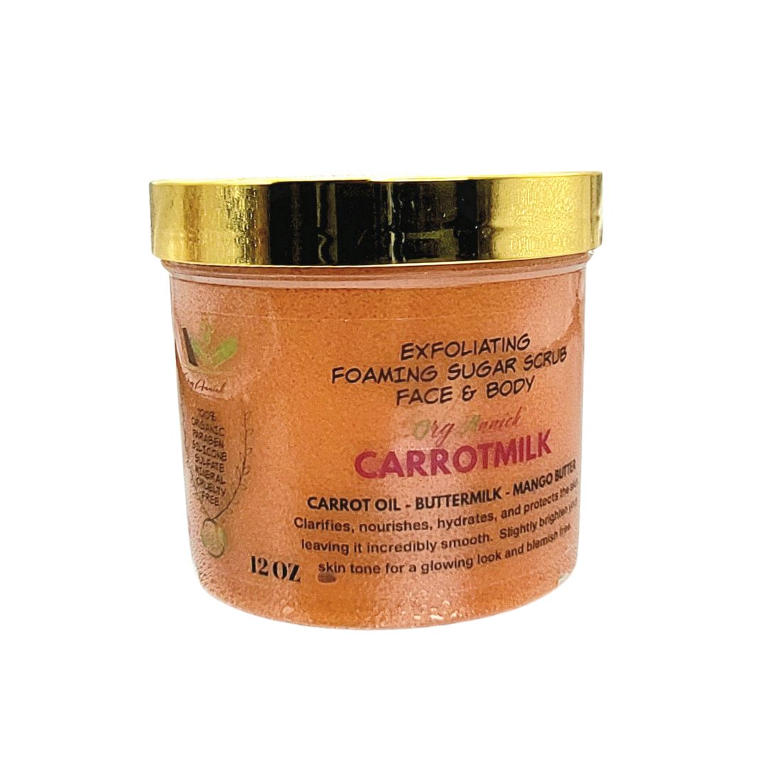 Carrot Milk Foaming Sugar scrub & Mask, 16 oz