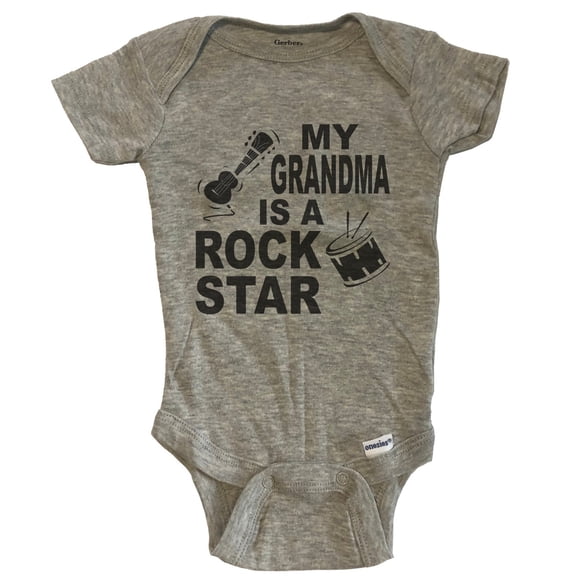 My Grandma Is A Rock Star Music Baby Bodysuit - Grey