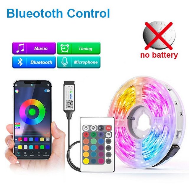 LED Strip Light RGB Color USB Tpae Bluetooth LED Strip Bedroom Decoration 5050 1m 2m 3m 4m 5m 10m 15m TV LED Backlight For Party