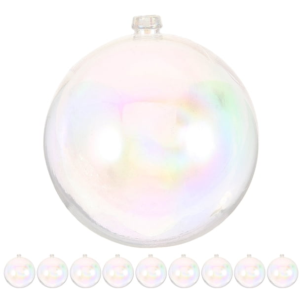 FELTECHELECTR 10Ud Esferas Navideñas De Plástico Transparente Iridiscente Para Festiva