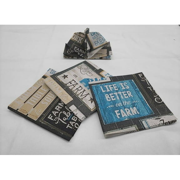 Farm To Table Cloth Napkins by Penny's Needful Things (Set of 4) (Blue)