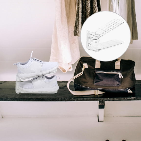 TITINICE 2Pcs Transparent Adjustable Shoe Rack for Closet and Bathroom Shoe Storage