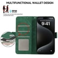 thumbnail image 5 of SaniMore for Samsung Galaxy S24 Case, Kickstand PU Leather Magnetic Protective Flip Cover with [RFID Blocking] [3 Card Slots] [TPU Interior Case] Compatible with Samsung Galaxy S24, Green, 5 of 6