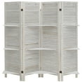 thumbnail image 6 of Fionafurn 4-Panel Room Divider 67" Tall Platane Wood Louver Folding Privacy Screen with 3 Display Shelves, and Folding Storage for Bedroom or Home Office, Aged White, 6 of 11