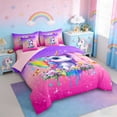 thumbnail image 2 of Erosebridal Cute Unicorn 7-Piece Twin Bedding Sets，Colorful Flowers Watercolor Splatter Ink Bedding Comforter Set For Kids Girls,Reversible Pink, 2 of 7