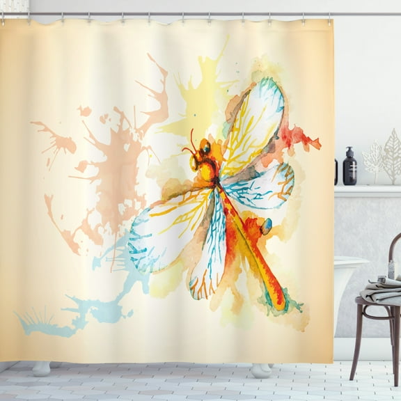 Ambesonne Watercolor Shower Curtain, Splash Look Abstract Art, 69"Wx70"L, Pale Yellow and Orange