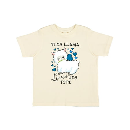 

Inktastic This Llama Loves His Titi with Blue Hearts Gift Toddler Boy Girl T-Shirt