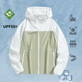 thumbnail image 2 of Xfvqtps Mens and Womens Light Jacket Hoodie Color Block Zipper Long Sleeves Waterproof Breathable Sun Protection Summer Shirts UV for Outdoor Hiking Green, 2 of 6