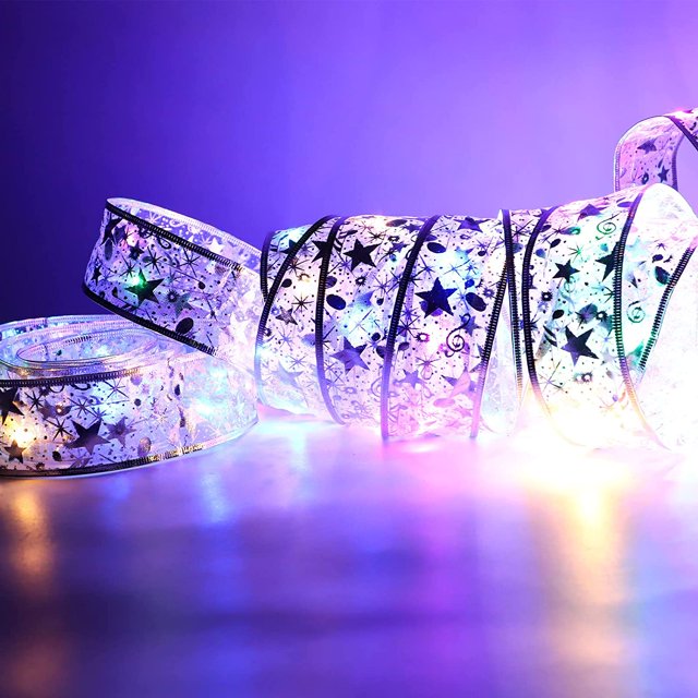 (Luces plateadas) Cinta de luces de hadas para árboles de Navidad, 16 pies / 5 m Luces de hadas con pilas Cinta LED para decoraciones de árboles de Navidad, para decoraciones navideñas Adornos para i JAMW Sencillez