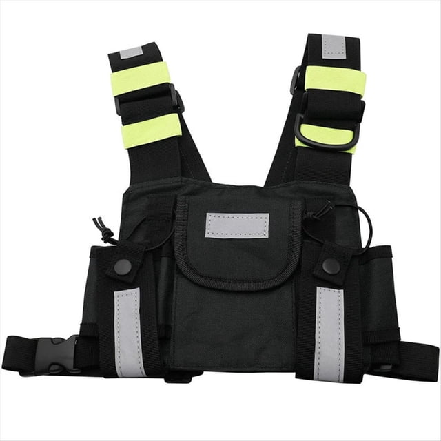 Estuche Frontal para Walkie-Talkies, de Hombro para Radio, Arnés de Pecho Reflectante para UV5R 888s, Color Verde.