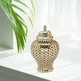 thumbnail image 4 of Ceramic Ginger Jar with Lid Universal Jar Handicraft Storage Decoration Home gold, 4 of 8