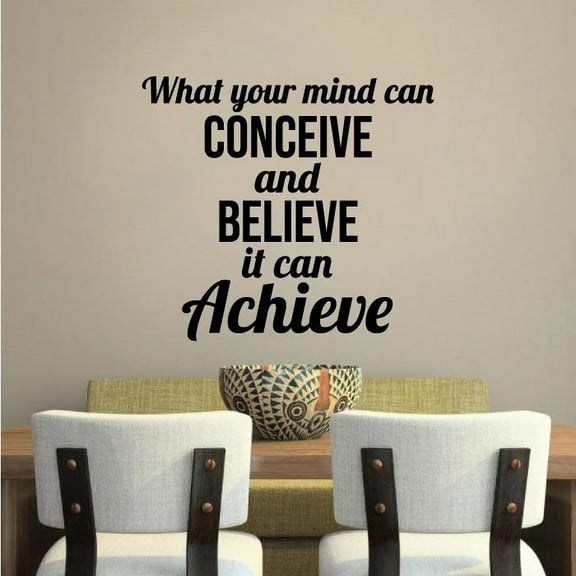 Conceive Believe Achieve Quote Fitness Workout Success Motivation Quotes Wall Decals Healthy Lifestyle for Girls Boys Gym Home Sports Room Decor Vinyl Wall Art Stickers Decoration Size (20x18 inch)