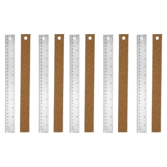 Stainless Steel Ruler Cork Backed, 10Pcs 12 Inch Straight Edge Ruler Non-Slip Cork Backing with Inch and Centimeter Scale for Office Engineering Drawing