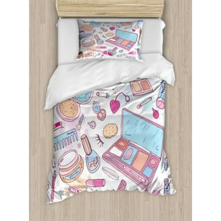 Girls Twin Size Duvet Cover Set Multiple Womens Makeup Products