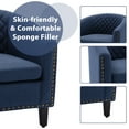 thumbnail image 3 of SESSLIFE Classic Navy Leather Upholstered Accent Arm Chair Soft Barrel Club Chairs for Living Room Comfy Single Sofa Office Guest Chatting Chair with Solid Wood Legs and Nailhead for Bedroom, 3 of 7
