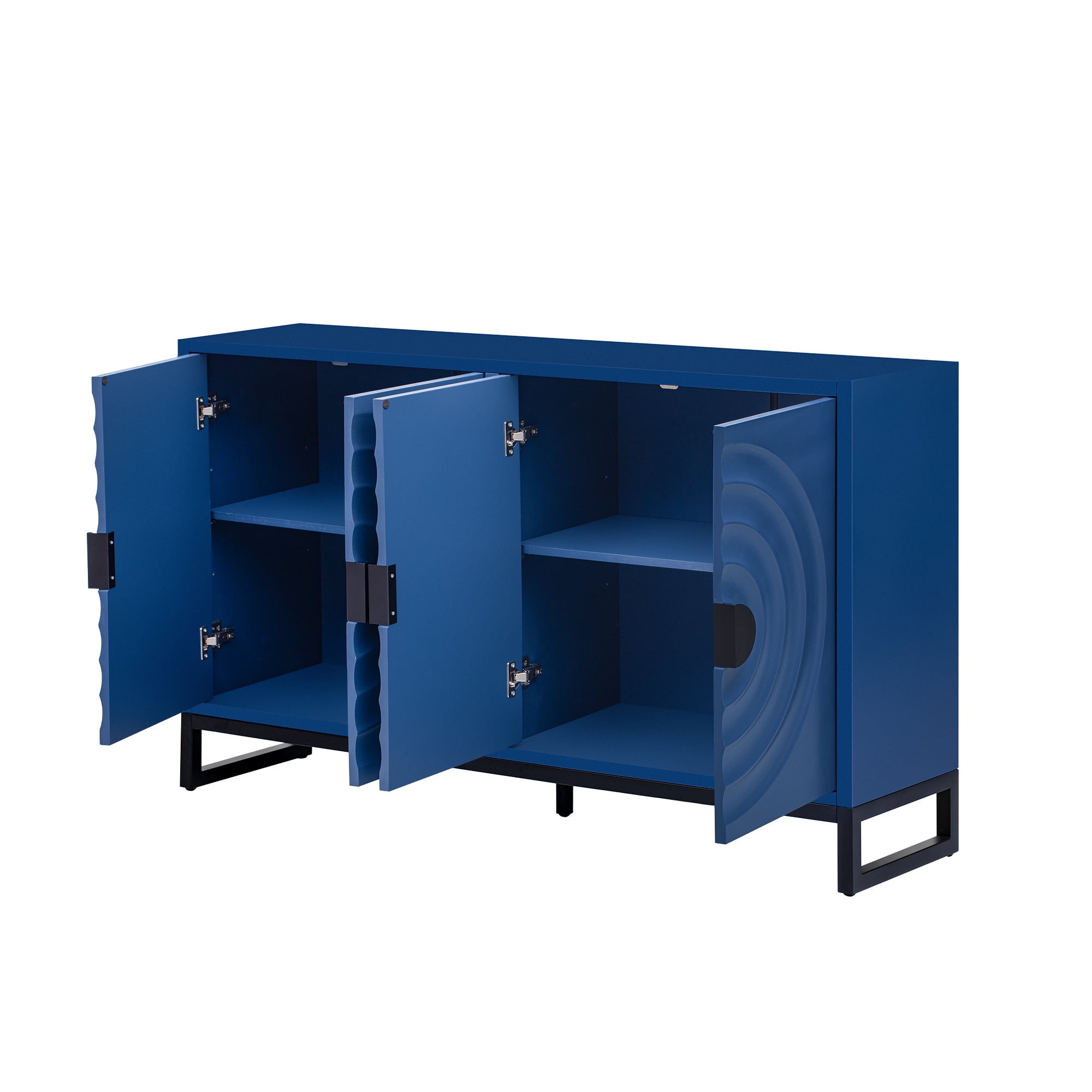 EUROCO 58.2" Sideboard Buffet Cabinet,Large Storage Cabinet with 4 Doors and Adjustable Shelves ,Wood Coffee Bar Cabinet for Entryway,Living Room and Study Room,Navy Blue