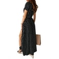 thumbnail image 3 of LilyLLL Women Short Sleeve Polka Dot Printed Rockability Long Maxi Dress, 3 of 3