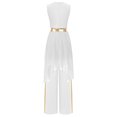thumbnail image 2 of TSSOE Women's Praise Dance Overlays Dress Irregular Hem Dress with Metallic Patchwork Pants Liturgical Dance Clothes White XL, 2 of 7