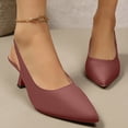thumbnail image 2 of Dakaela Low Kittens Heels Women's Slingback Dressy Pumps Pointed Closed Toe Wedding Bride Prom Party Dress Sandals Shoes Size 6-10 Wine, 2 of 9