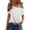 White, variant on ameIAEA Womens Off Shoulder Short Sleeve Casual Tops Solid Color Hollow Out Summer Loose Shirts