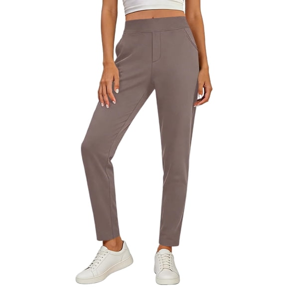 Admvng Pants for Women Casual Summer Loose Solid Work Elastic Waist Business Wide Leg Pant With Pocket Size S-2XL