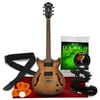 Ibanez AM53 Artcore Series Hollow-Body Electric Guitar (Tobacco Flat) + Guitar Strings, Guitar Strap, Clip-on Guitar Tuner, Guitar Picks, Cable and ?Fibertique Microfiber Cleaning Cloth.