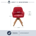 thumbnail image 5 of BELLEZE Mid Century Modern Swivel Accent Chair Linen Upholstered with Beech Wood Legs, Cute Desk Task Chair Armchair for Living Room Bedroom Home Office - Kameron(Red), 5 of 7