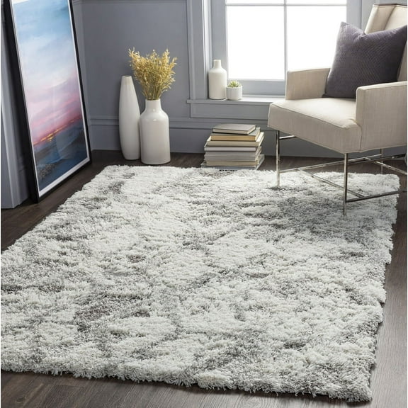 Livabliss Area Rugs for Living Room, 5x7 Alta Shag Modern Light Gray Rug, Bedroom Dining Room Home Decor Stain Resistant Carpet (5'3" x 7')
