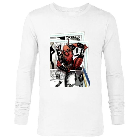 Marvel Deadpool Super Hero Comic Japanese Manga Art Homage - Long Sleeve T-Shirt for Men - Customized-White