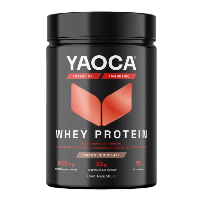 Suplemento alimenticio YAOCA proteína whey polvo sabor chocolate 500 g