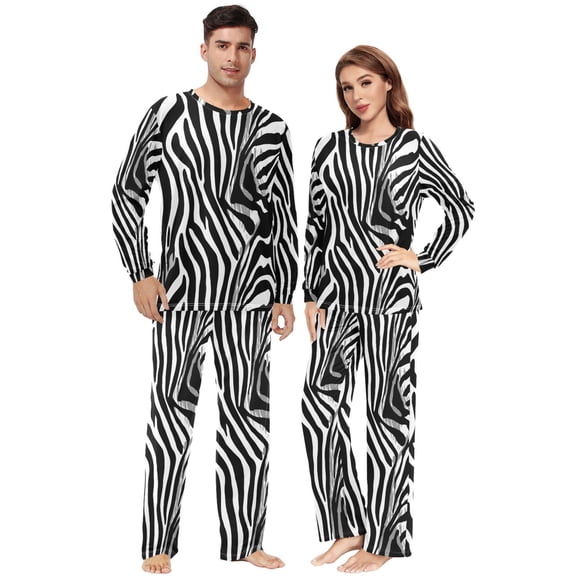 Matching Pajamas for Couples Zebra Print His and Hers Pajamas Sets Soft Long Sleeve Sleepwea
