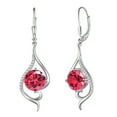 thumbnail image 1 of Juwaliy Aretes Colgantes para Mujer Aretes de Piedra de Nacimiento de Julio Rubí Rojo Largos Colgantes Plata de Ley Cierre de Palanca Joyería Cola de Pez Regalo de Navidad Cumpleaños San Valentín par, 1 of 11