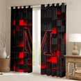 thumbnail image 2 of Erosebridal Personalized Initial M Black Out Curtains For Teens Adults,Boys Girls Geometric Plaid Curtains Pack of 2 (42x63 Each), 2 of 6