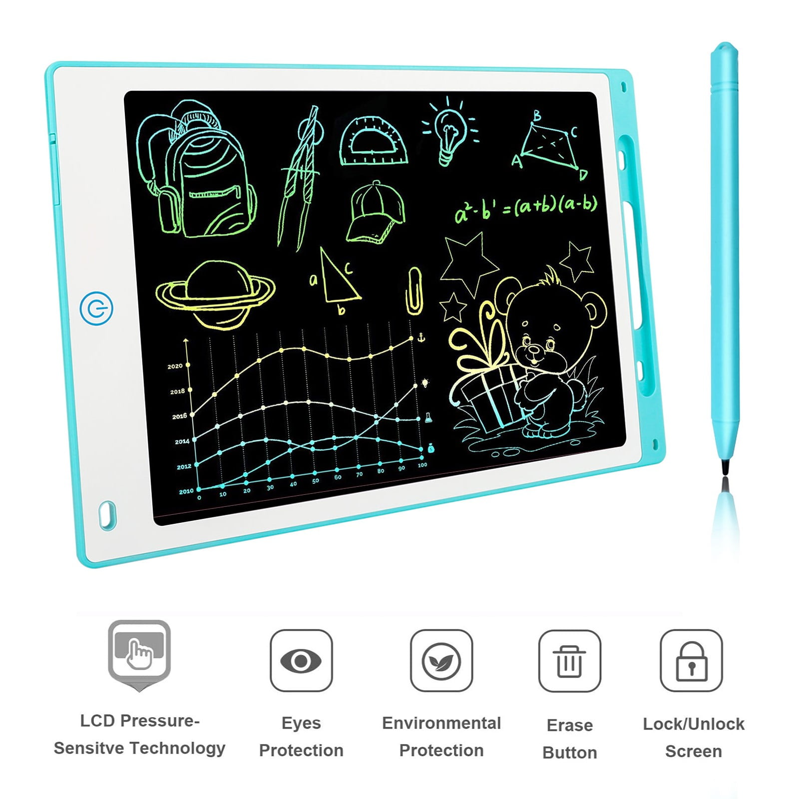Schools and Offices LCD Writing Board 10-inch Color LCD Handwriting Board rewritable and Reusable Writing Board Suitable for Children and Adults in Homes Drawing Board 