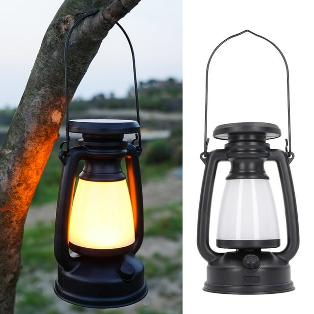 Lanterne Vintage LED, Lampe de Camping Extérieure à Intensité Variable Progressive, Lanterne Décorative Multifonctionnelle Rechargeable, Lanterne Ouragan Vintage pour Camping Intérieur Extérieur Jardin