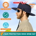 thumbnail image 3 of SUN CUBE Wide Brim Sun Hat For Men Outdoor, Women Sun Protection Safari Hat, Hiking Boonie Hat UV, Fishing Summer Hat for Beach Camping UPF 50+, Navy Blue, 3 of 8