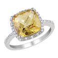 thumbnail image 1 of Citrine and Diamond 4.10 Carat (ctw) Halo Ring in Sterling Silver, 1 of 4