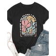 thumbnail image 3 of Women Christian T-Shirt Bible Verse and Flower Graphic Shirt Casual Crew Neck Top, 3 of 6